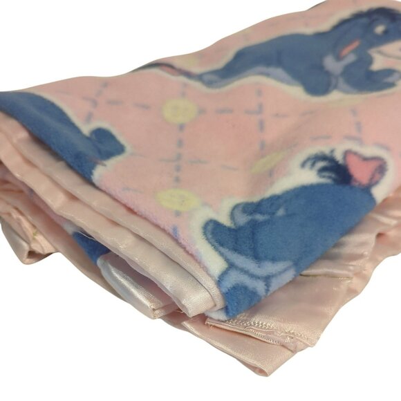 Vintage Eeyore Baby Blanket Satin Trim Fleece Pink Handmade Lovey Winnie the Poo - Picture 6 of 6